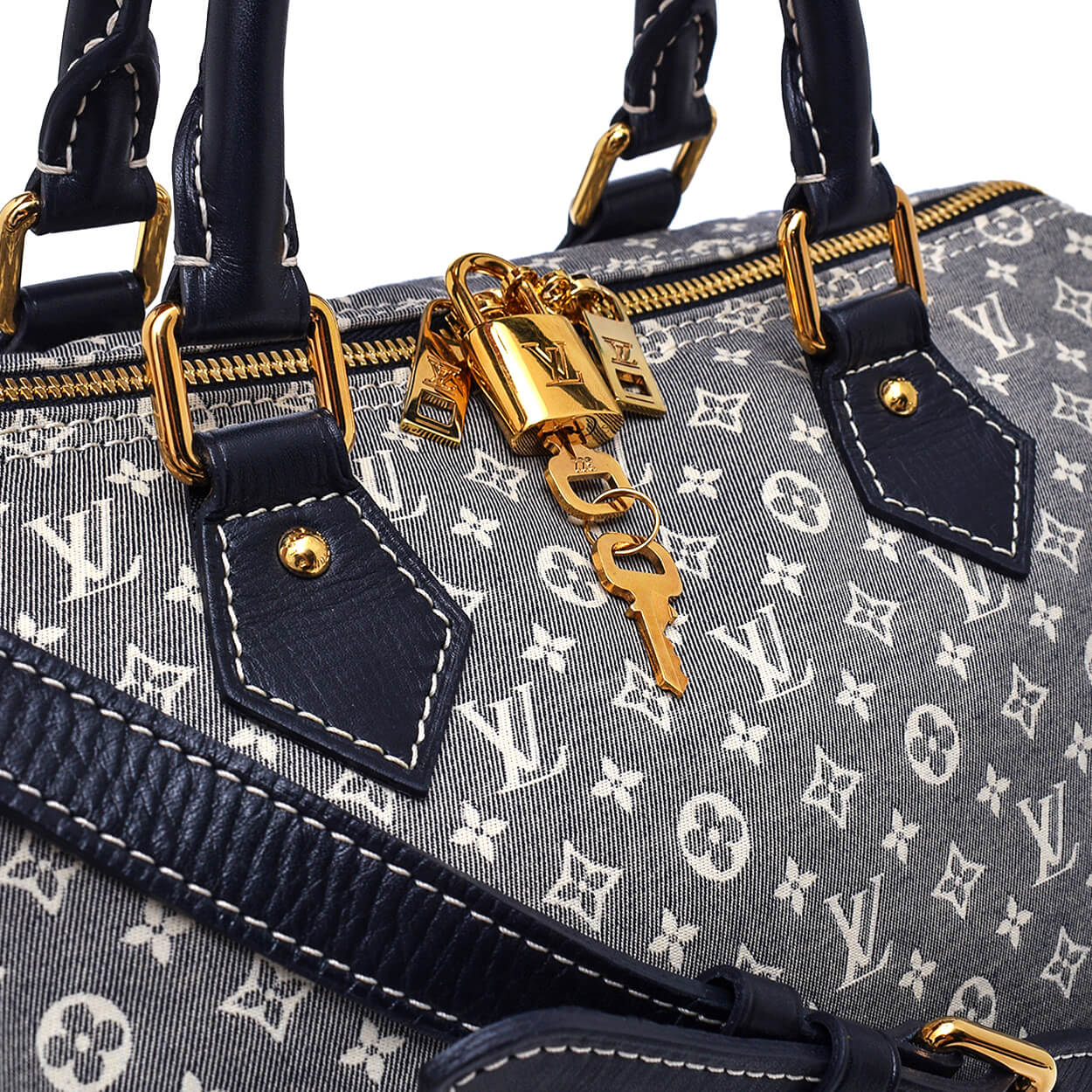 Louis Vuitton - Blue Monogram Mini Lin Speedy Bandouliere 30 Bag